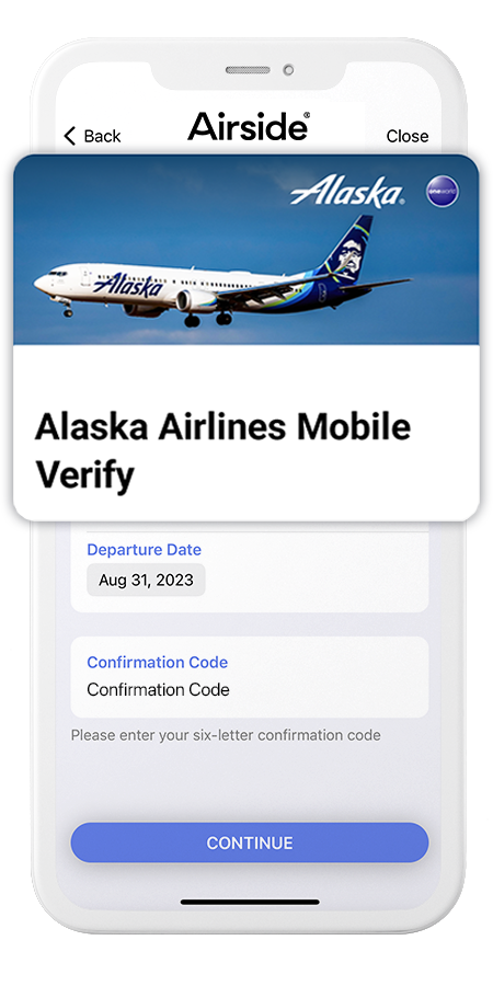 Alaska Airlines mobile verify on Airside digital identity app
