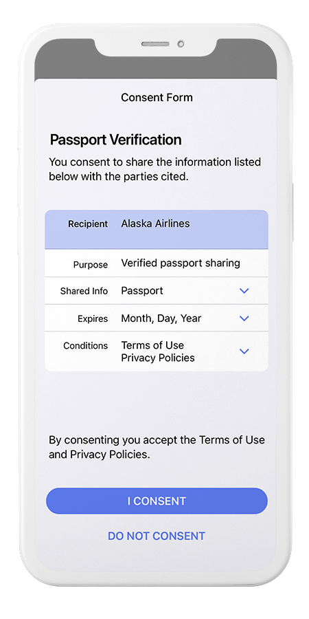 Alaska Airlines Passport verification on Airside mobile ID app
