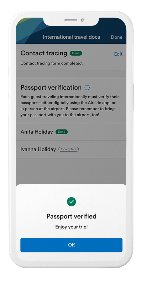 Alaska Airlines Passport verification on Airside mobile ID app