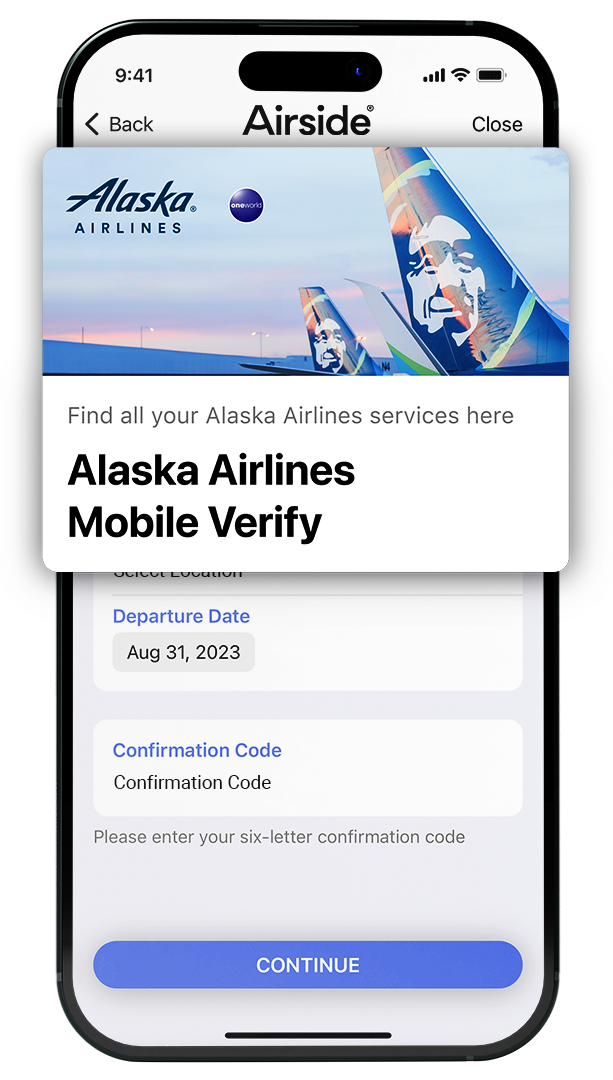 Alaska Airlines mobile verify on Airside digital identity app