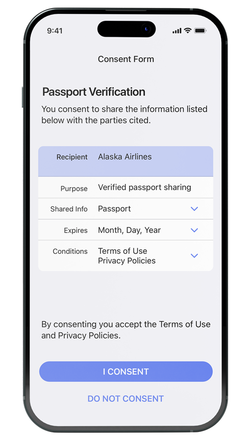 Alaska Airlines Mobile Verify Passport verification on Airside mobile ID app