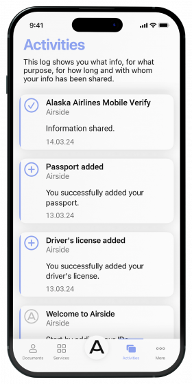Airside Digital Identity App activities